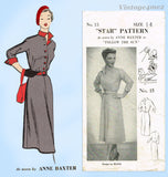 1950s Vintage Mail Order Sewing Pattern 15 "Star" Anne Baxter Misses Dress 32 B