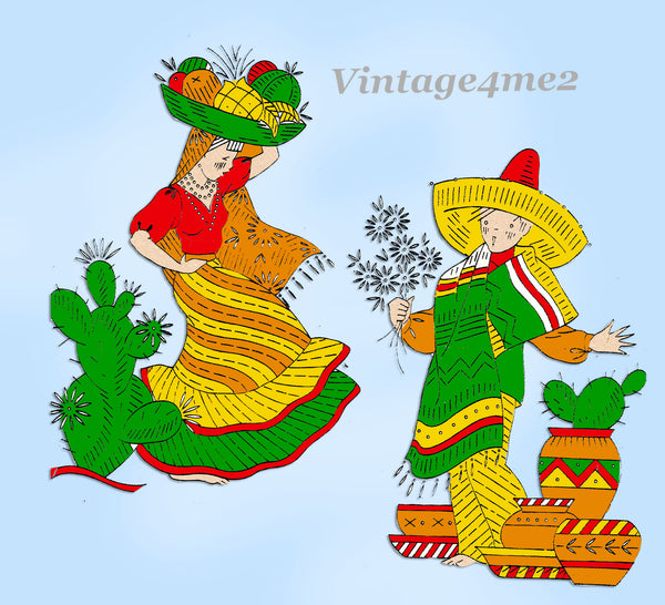 1950s Vintage Vogart Embroidery Transfer 142 Uncut Mexican Kitchen Motifs ORIGINAL