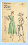 Vogue 3282: 1940s Stunning Misses Cocktail Dress Sz 31.5 B Vintage Sewing Pattern