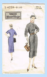 Vogue 4259: 1950s Uncut Misses Street Dress Sz 32 B Vintage Sewing Pattern