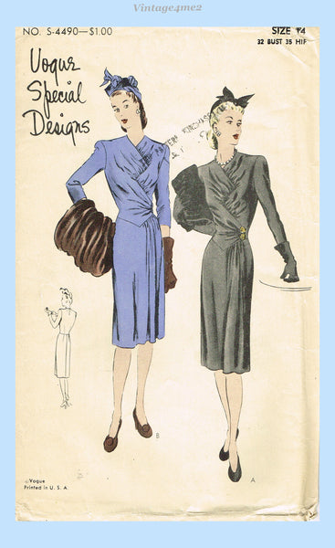 Vogue Special Design 4490: 1940s Uncut Misses Dress 32 B Vintage Sewing Pattern