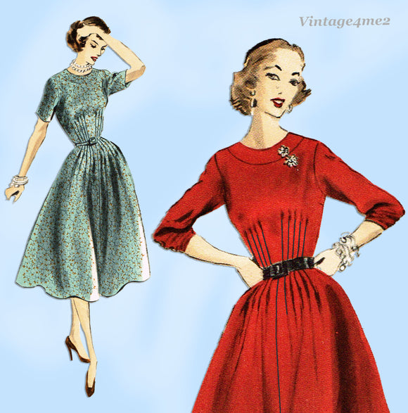 Vogue 7561: 1950s Stunning Uncut Misses Street Dress Sz 34 B Vintage Sewing Pattern