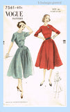 Vogue 7561: 1950s Stunning Uncut Misses Street Dress Sz 34 B Vintage Sewing Pattern