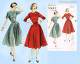 Vogue 7561: 1950s Stunning Uncut Misses Street Dress Sz 34 B Vintage Sewing Pattern