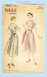 1950s Vintage Vogue Pattern 7687 Uncut Misses Easy Cinched Dress Sz 34 B