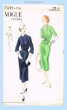 Vogue 7691: 1950s Classic Uncut Misses Dress Sz 32 B Vintage Sewing Pattern Front