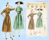 1950s Vintage Vogue Sewing Pattern 7956 Misses Dress Amazing Midriff Bodice