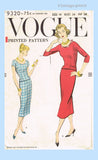 Vogue 9320: 1950s Chic Misses Slender Dress Sz 34 Bust Vintage Sewing Pattern