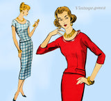 Vogue 9320: 1950s Chic Misses Slender Dress Sz 34 Bust Vintage Sewing Pattern