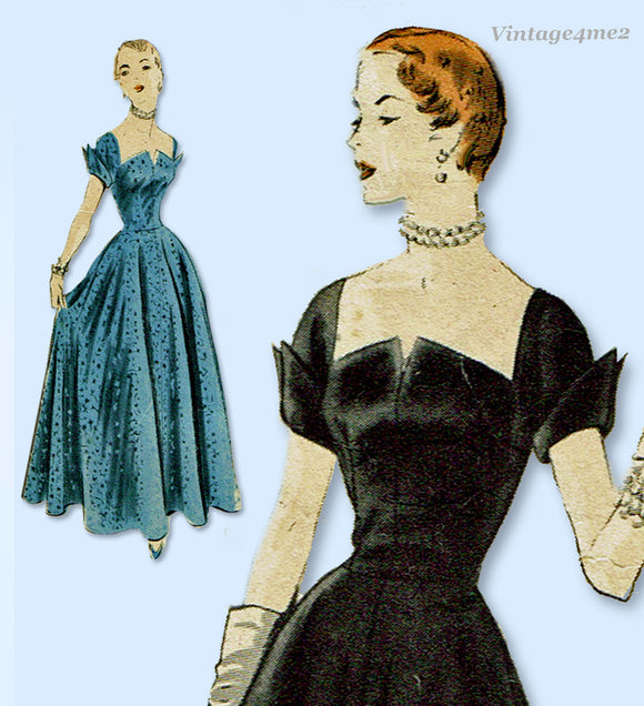 Vogue Special Design S-4135: 1950s Uncut Evening Gown 30B Vintage Sewing Pattern