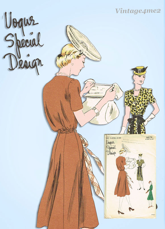 1930s Vintage Vogue Special Design Sewing Pattern S-4226 Uncut Misses Dress 32 B