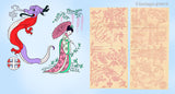 1950s Vintage Workbasket Embroidery Transfer Lot 26 Uncut Dragon Pagoda Asian Lady