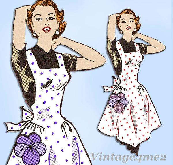 1950s Vintage Anne Adams Sewing Pattern 4521 Misses Full Bib Feed Sack Apron