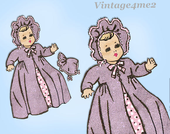 Anne Adams 4802: 1950s Cute 10 Inch Baby Doll Clothes Set Vintage Sewing Pattern