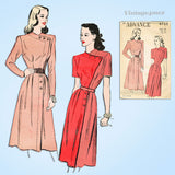 1940s Vintage Advance Sewing Pattern 4705 Misses Assymetric Dress Size 32 Bust