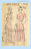 Advance 4826: 1940s Stunning Misses Sun Dress Sz 34 B Vintage Sewing Pattern