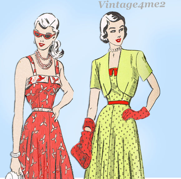 Advance 4826: 1940s Stunning Misses Sun Dress Sz 34 B Vintage Sewing Pattern