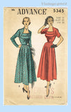 Advance 5345: 1940s Misses Elegant Dinner Dress Sz 30 B Vintage Sewing Pattern