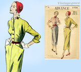 1950s Vintage Advance Sewing Pattern 5429 Stunning Uncut Day Dress Sz 30 B