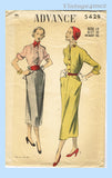 1950s Vintage Advance Sewing Pattern 5429 Stunning Uncut Day Dress Sz 30 B