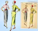 1950s Vintage Advance Sewing Pattern 5429 Stunning Uncut Day Dress Sz 30 B