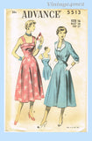 Advance 5513: 1950s Stunning Misses Sun Dress Sz 34 B Vintage Sewing Pattern