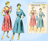 Advance 5513: 1950s Stunning Misses Sun Dress Sz 34 B Vintage Sewing Pattern