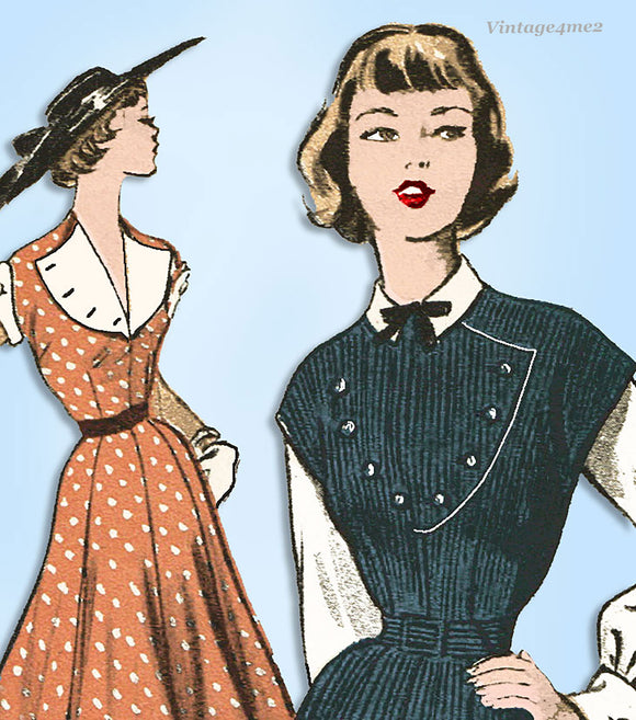 1950s Vintage Advance Sewing Pattern 5579 Jumper Dress w Detachable Sleeves 30 B