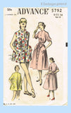 1950s VTG Advance Sewing Pattern 5792 Misses Duster Robe or Beach Cover Up 32 B