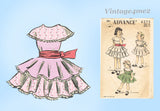 1950s Vintage Advance Sewing Pattern 6275 Sweet Little Girls Party Dress Sz 10