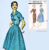 Advance 7955: 1950s Uncut Misses Street Dress Sz 30 Bust Vintage Sewing Pattern