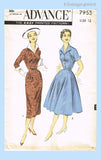 Advance 7955: 1950s Uncut Misses Street Dress Sz 30 Bust Vintage Sewing Pattern