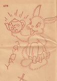 1950s VTG Aunt Martha's Embroidery Transfer 675 FF Day of the Week Bunny Tea Towels