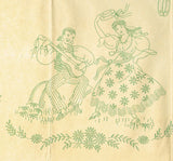 1930s VTG Betty Burton Embroidery Transfer "I" Uncut Peasant Family at Work  Tea Towels