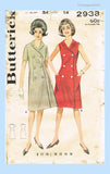 Butterick 2938: 1960s Double Breasted A-Line Sheath Dress  Vintage Sewing Pattern Uncut