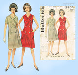 Butterick 2938: 1960s Double Breasted A-Line Sheath Dress  Vintage Sewing Pattern Uncut