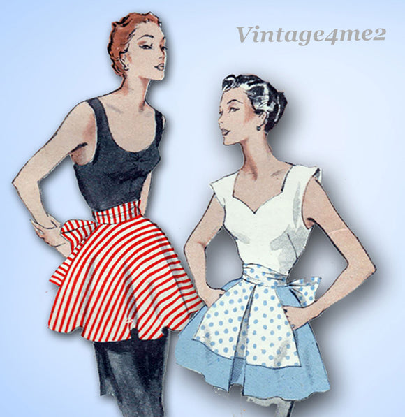 1950s Vintage Butterick Sewing Pattern 5539 Cute Tea Aprons Fits All