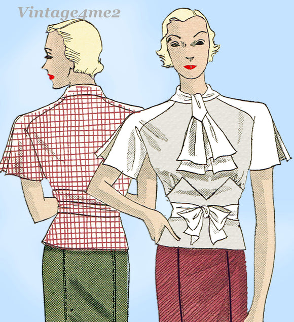 Du Barry 765: 1930s Stylish Misses Skirt & Blouse Sz 34 B Vintage Sewing Pattern