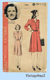 Hollywood 1026: 1940s Uncut Misses Shirtwaist Dress 34 B Vintage Sewing Pattern