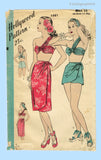 Hollywood 1581: 1940s Sexy WWII Sarong and Bra Sz 34 Bust Vintage Sewing Pattern