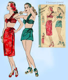 Hollywood 1581: 1940s Sexy WWII Sarong and Bra Sz 34 Bust Vintage Sewing Pattern