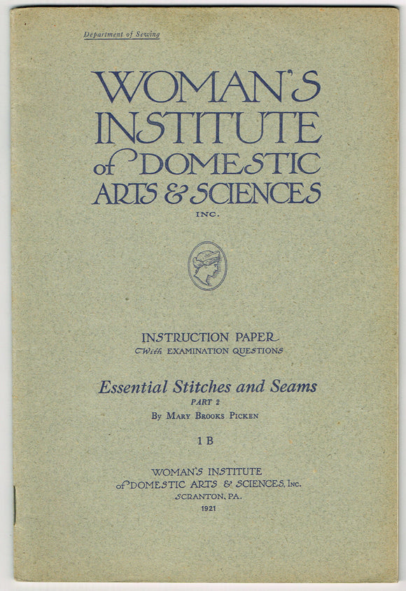 1920s Mary Brooks Picken Woman's Institute Sewing Book 1B Essential Seams & Stitches