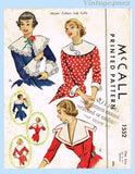 1950s Vintage McCalls Sewing Pattern 1552 Misses Dramatic Collars & Cuffs Amazing