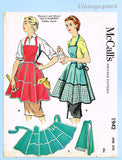 1950s Vintage McCall Sewing Pattern 1942 Misses Do It Yourself Hobby Apron Uncut