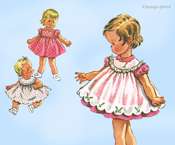 1950s Vintage McCalls Sewing Pattern 2201 Baby Girls Dress and Pinafore Sz 3 Uncut