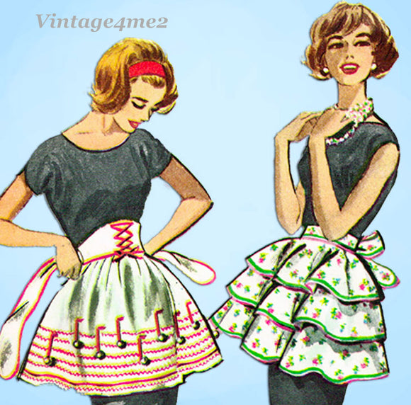 1950s Vintage McCalls Sewing Pattern 2263 Complete Fun Party Apron Set Fits All