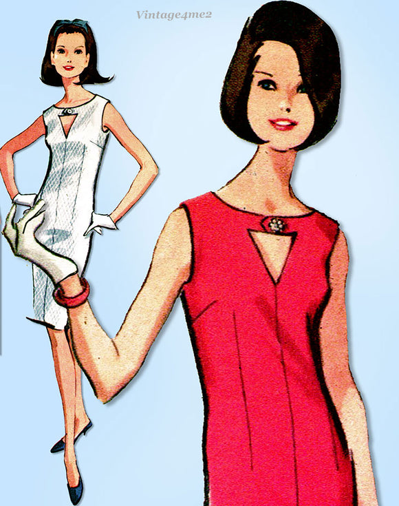 1960s Vintage McCall's Sewing Pattern 7719 Stunning Mod Keyhole Dress Sz 34 Bust