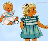 1940s Vintage McCall Sewing Pattern 878 Toddler Girls WWII Smocked Dress