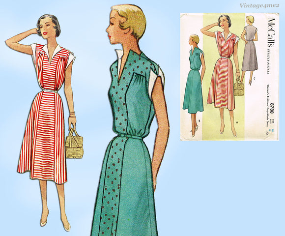 1950s Original Vintage McCalls Sewing Pattern 8788 Uncut Day Dress Size 36 Bust