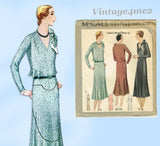 McCall 6279: 1930s Uncut Misses Street Dress Sz 36 B Vintage Sewing Pattern